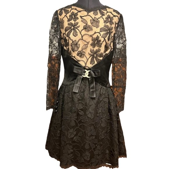 Vintage Dresses & Skirts - Vintage Fit & Flare Black Cocktail Dress 12